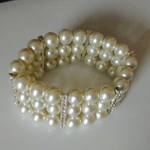 Fresh Water Pearl & Silver Bar Stack Stretch Bracelet 💅💎